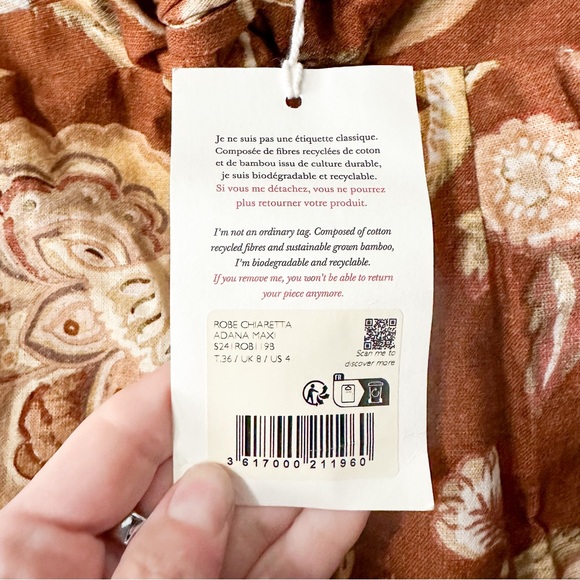 Sezane Chiaretta Dress Adana Maxi Floral Size 36 38 US 4 6 NWT - Picture 6 of 13